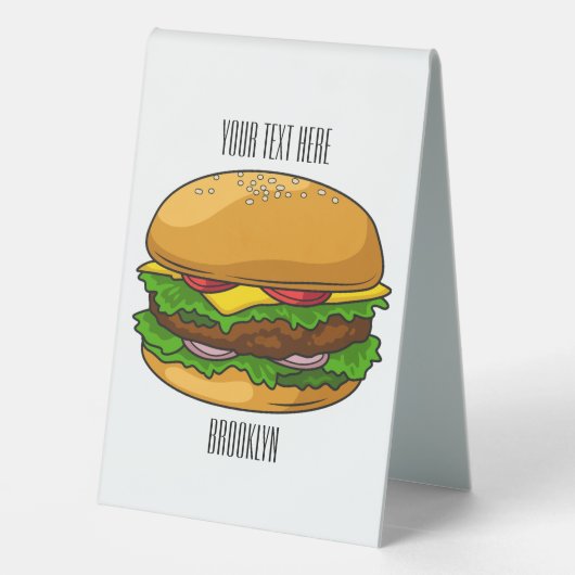 Plaque De Table Illustration de Hamburger (Verso)