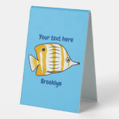 Plaque De Table Illustration de la caricature du poisson papillon  (Verso)