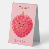 Plaque De Table Illustration de litchee rose mignon (Verso)