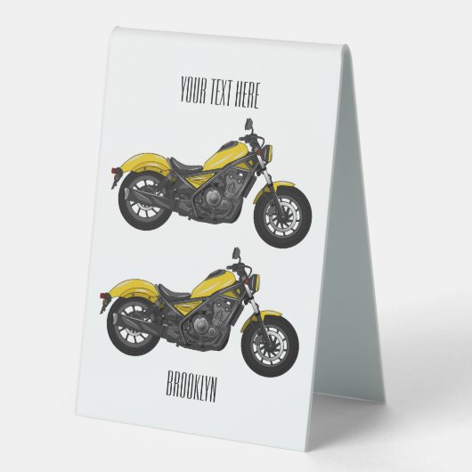 Plaque De Table Illustration de moto Cruiser (Recto)