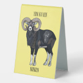Plaque De Table Illustration de mouflon, mouton (Verso)