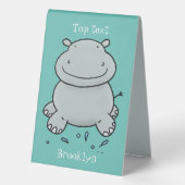 Plaque De Table Illustration de saut en hippo mignon (Verso)