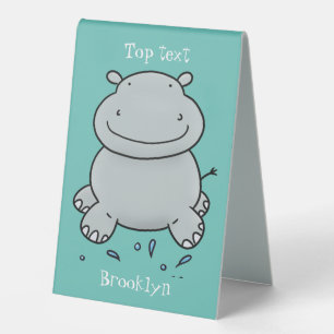 Plaque De Table Illustration de saut en hippo mignon