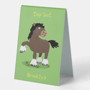 Plaque De Table Illustration de style cartoon d'un cheval de trait