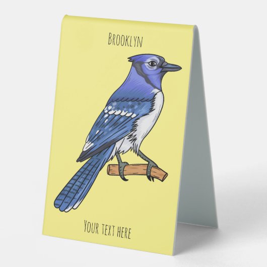 Plaque De Table Illustration d'oiseau de jay bleu (Recto)