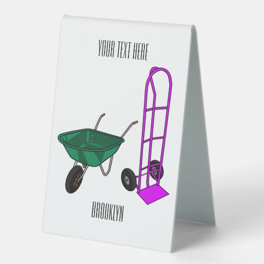 Plaque De Table Illustration du chariot à roues et du chariot à ma (Recto)