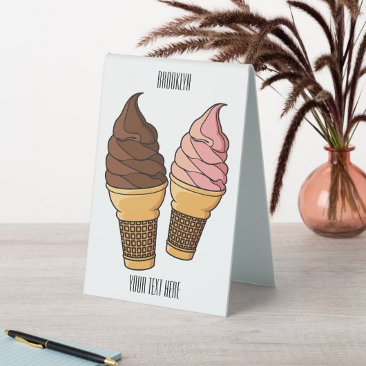 Plaque De Table Illustration du cône de crème glacée (En SItu (Tableau))