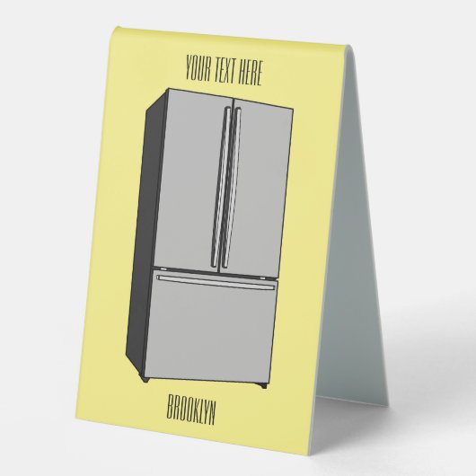 Plaque De Table Illustration du réfrigérateur de porte française (Recto)