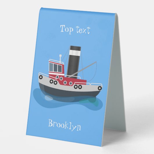 Plaque De Table Illustration d'un bateau à chalutier mignon (Verso)