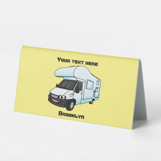 Plaque De Table Illustration d'un campervan heureux (Recto)
