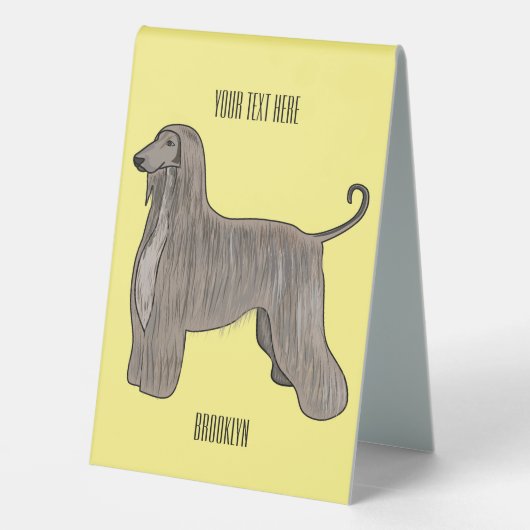 Plaque De Table Illustration d'un chien hound afghan (Verso)