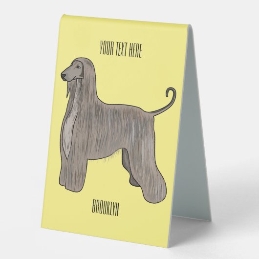 Plaque De Table Illustration d'un chien hound afghan (Recto)