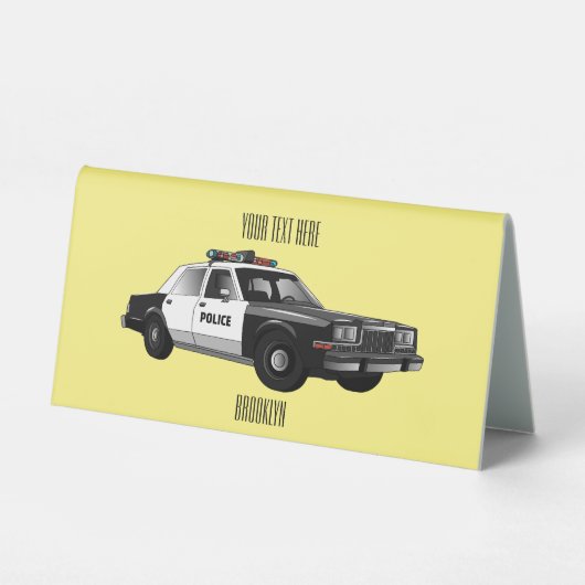 Plaque De Table Illustration d'une voiture de police (Recto)