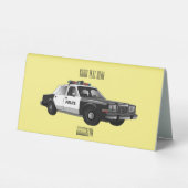 Plaque De Table Illustration d'une voiture de police (Verso)