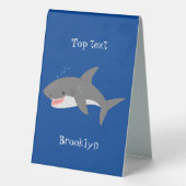 Plaque De Table Illustration joyeuse du grand requin blanc (Verso)