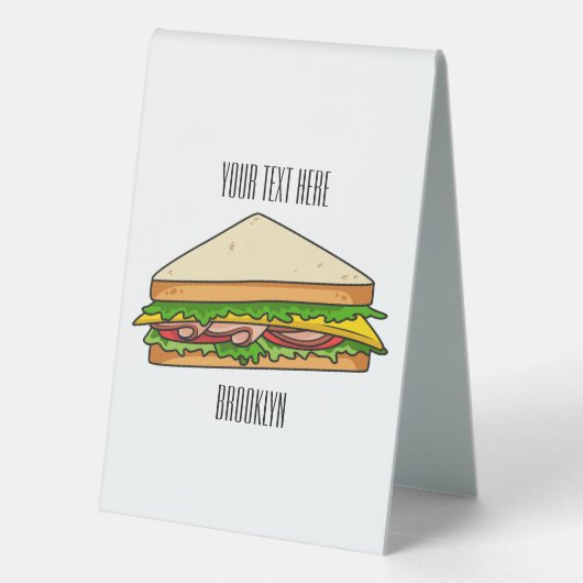 Plaque De Table Illustration Sandwich (Verso)