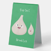 Plaque De Table Illustration végétale de caricature à l'ail mignon (Verso)