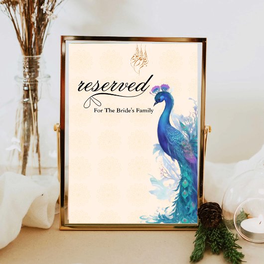 Plaque De Table Illustré Peacock muslim élégant Réservé