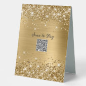 Plaque De Table Image de code QR scintillant or pour payer en scan (Recto)