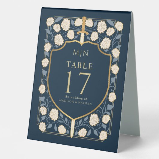 Plaque De Table Imaginaire médiéval de l'épée et du bouclier Maria (Recto)