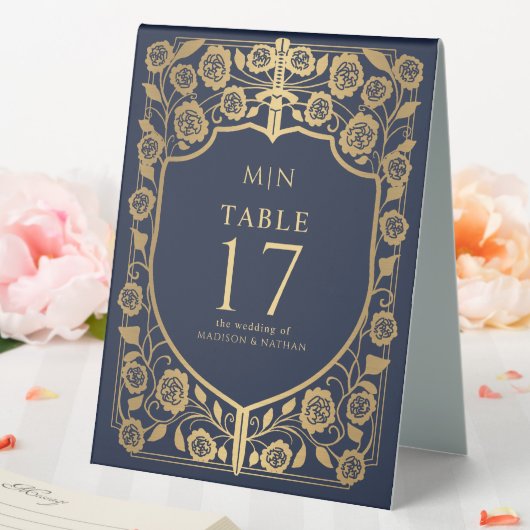 Plaque De Table Imaginaire médiéval du Bouclier bleu Mariage Monog (In SItu (Mariage))