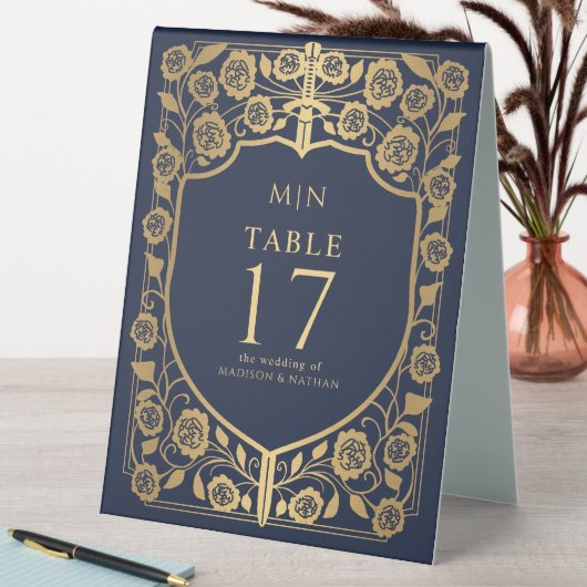 Plaque De Table Imaginaire médiéval du Bouclier bleu Mariage Monog (En SItu (Tableau))