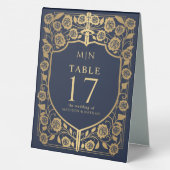 Plaque De Table Imaginaire médiéval du Bouclier bleu Mariage Monog (Verso)