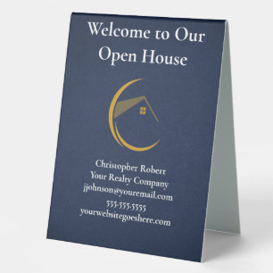 Plaque De Table Immobilier bleu marine minimaliste