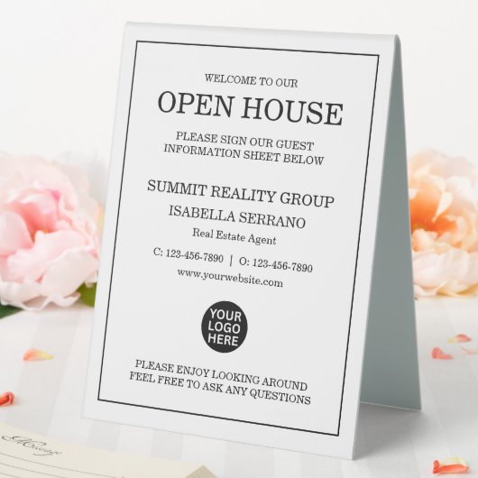 Plaque De Table Immobilier moderne Open House (In SItu (Mariage))
