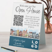 Plaque De Table Immobilier Open House Bleu double face (En SItu (Tableau))