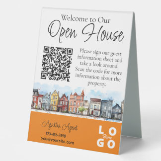 Plaque De Table Immobilier Open House Jaune double face