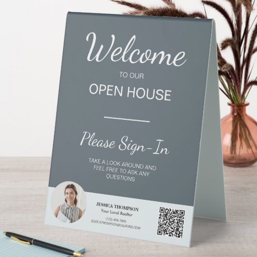Plaque De Table Immobilier Open House Se connecter QR Code Table S (En SItu (Tableau))