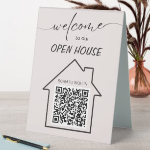 Plaque De Table Immobilier Open House Se connecter QR Code Table S