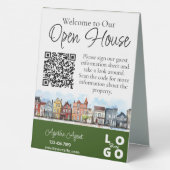 Plaque De Table Immobilier Open House Vert double face (Verso)