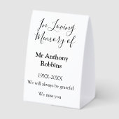 Plaque De Table In Love souvenir du nom funéraire conservation de  (Verso)