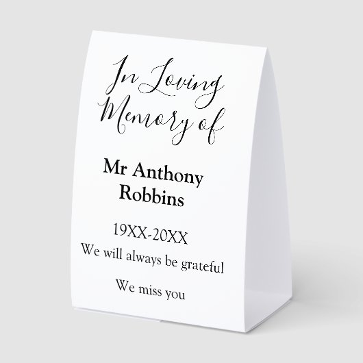 Plaque De Table In Love souvenir du nom funéraire conservation de  (Recto)