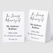 Plaque De Table In Love souvenir du nom funéraire conservation de  (Recto/verso)