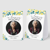 Plaque De Table In Loving Memory Photo floral | Personali (Recto/verso)