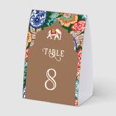 Plaque De Table Indian Art Elephant Beige Wedding Table Number (Verso)