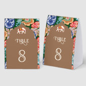 Plaque De Table Indian Art Elephant Beige Wedding Table Number (Recto/verso)