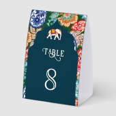 Plaque De Table Indian Art Elephant Dark Blue Wedding Table Number (Verso)