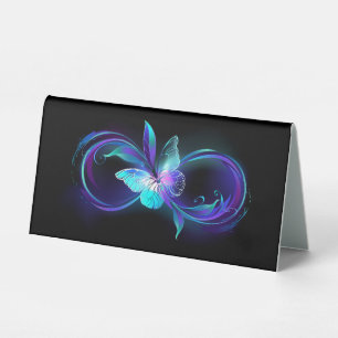 Plaque De Table Infinité brillante avec papillon magique
