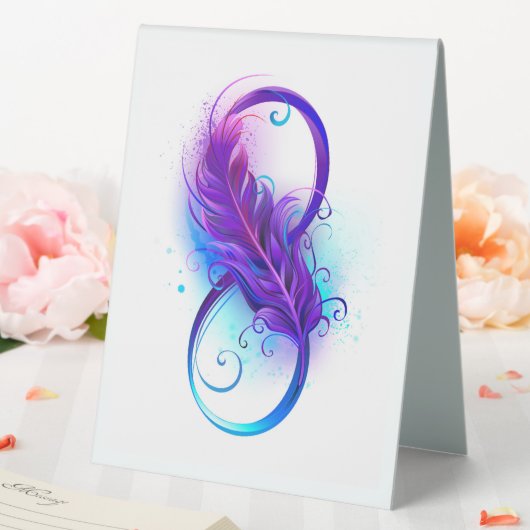 Plaque De Table Infinity with purple feather (In SItu (Mariage))