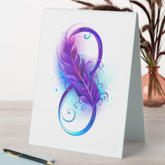 Plaque De Table Infinity with purple feather (En SItu (Tableau))