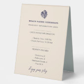 Plaque De Table Information sur l'accueil (Recto)