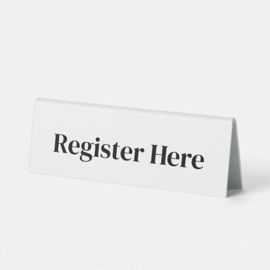 Plaque De Table Inscrivez-vous ici en blanc (Verso)