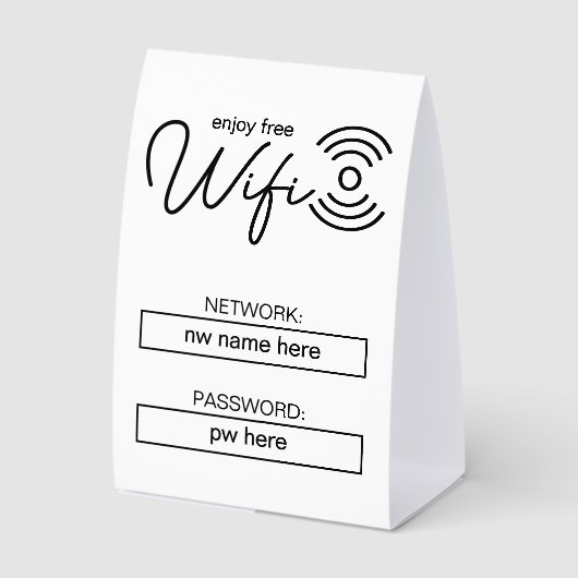 Plaque De Table Instructions Wi-Fi à domicile pour locations de va (Recto)