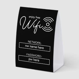 Plaque De Table Instructions WiFi personnalisées pour la location