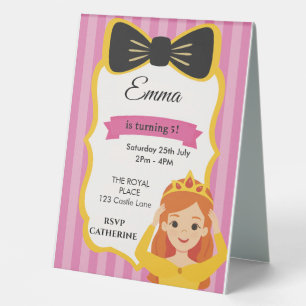Plaque De Table Invitation d'anniversaire de la princesse rose z
