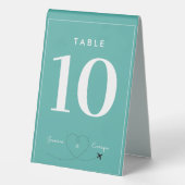 Plaque De Table Invitation de mariage de destination Aqua moderne (Verso)